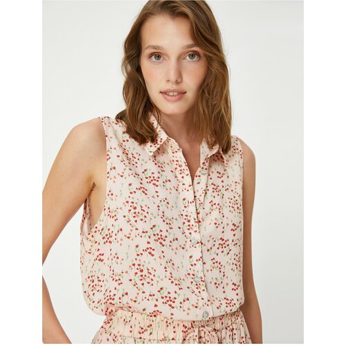 Koton Floral Shirt with Buttons, Sleeveless Viscose Blend Slike