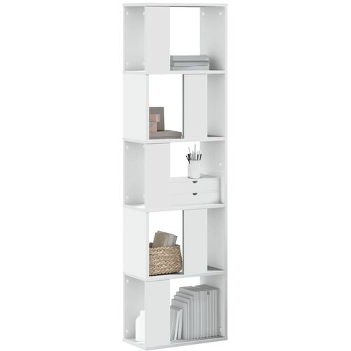  The Living Store Knjižna omara 5-nadstropna bela 45x23,5x162,5 cm inž. les - Knjižna Omara, (21497184) Cene