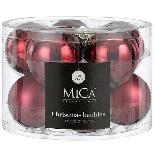 Mica Decorations Božićne kuglice (Tamno crvena, Staklo, Promjer: 6 cm, 10 Kom.) Cijene