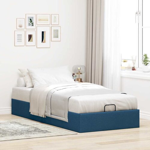 VidaXL Otomanski okvir kreveta bez madraca plavi 90x200 cm od tkanine Slike