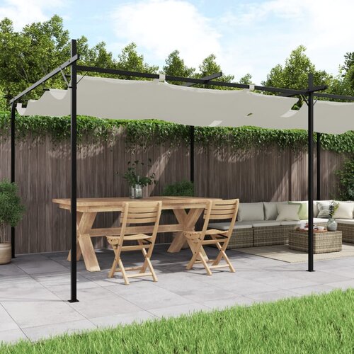 VidaXL Pergola s pomično streho krem 589x292x230 cm Slike