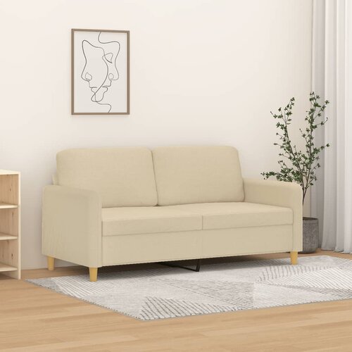 VidaXL Kavč dvosed krem 140 cm blago Slike