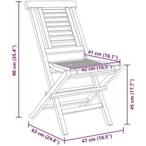  Sklopive vrtne stolice 2 kom 47x63x90 cm od masivne tikovine Slike