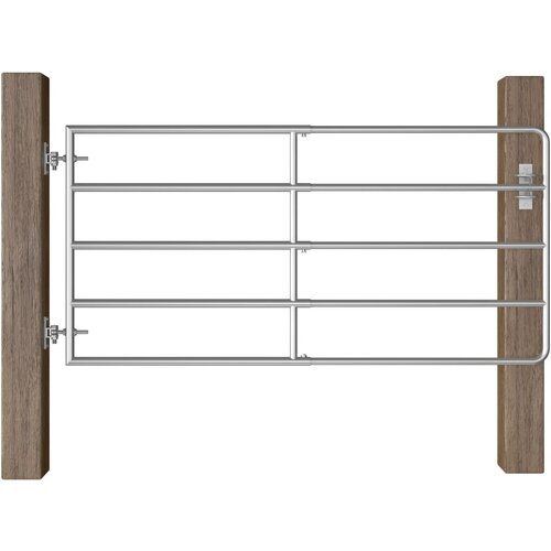 vidaXL Vrata za pa&scaron;no ograjo s 5 prečkami (95-170)x90 cm srebrna Cene