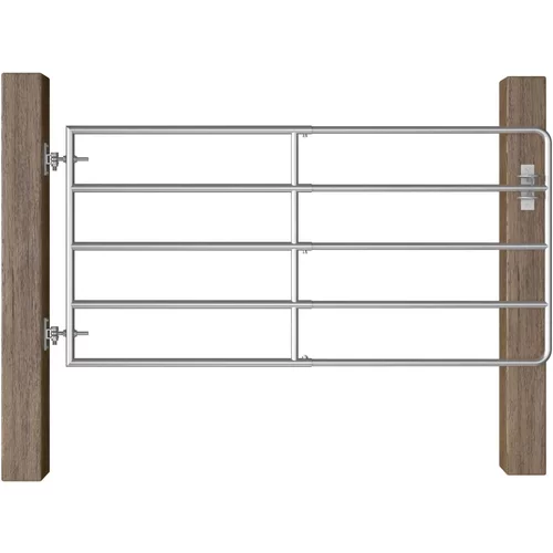 vidaXL Vrata za pašno ograjo s 5 prečkami (95-170)x90 cm srebrna
