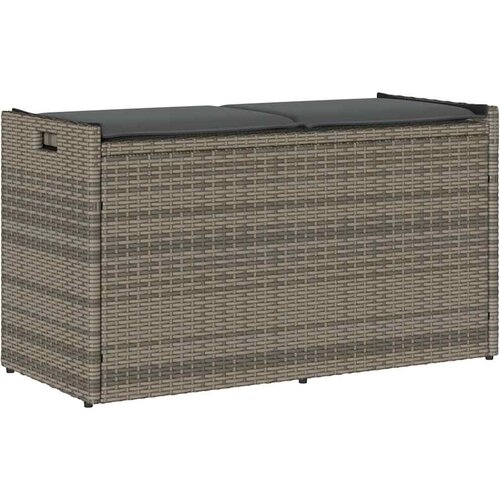 vidaXL Zunanja klop za shranjevanje z blazino Grey 100 cm poli ratan Cene