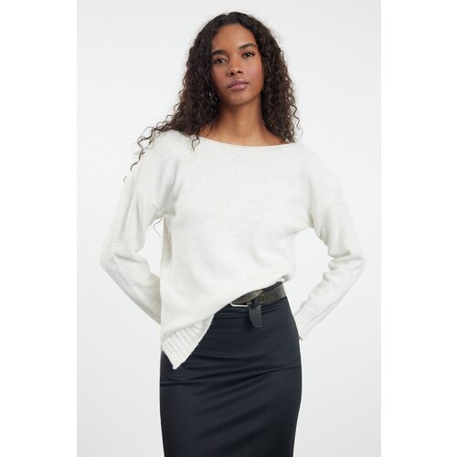 Trendyol Stone Wool Boat Neck Basic Knitwear Sweater Slike