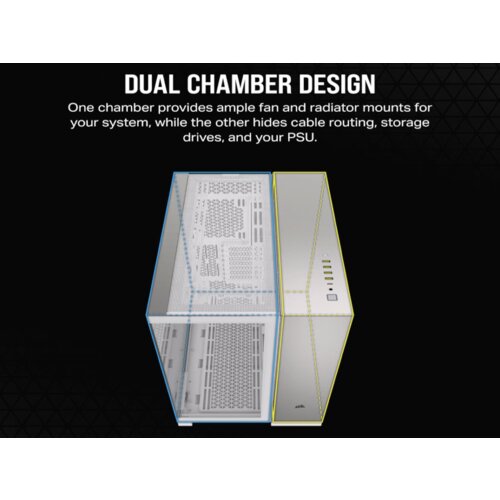 Corsair kućište 6500X mid-tower/dve komore/kaljeno staklo/bez napajanja/bela/saten sivo aluminijum Cene