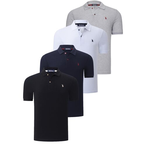 Dewberry QUAD SET T8561 MENS T-SHIRT-BLACK-WHITE-NAVY BLUE-GREY Cene