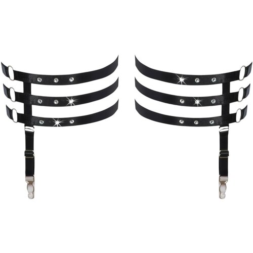 Cottelli Triple Suspender Garters with Rhinestones 2461277 Black L/XL Slike