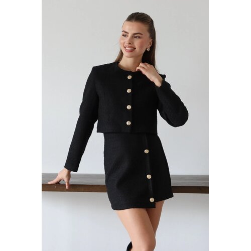 TRENDYOLMILLA ženski set jakna-suknja Twoaw26Au00143, crna-crna Cene