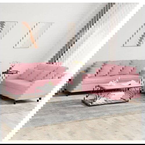 VidaXL 2-dijelni set sofa s jastucima ružičasti bar&amp;scaron;unasti Slike