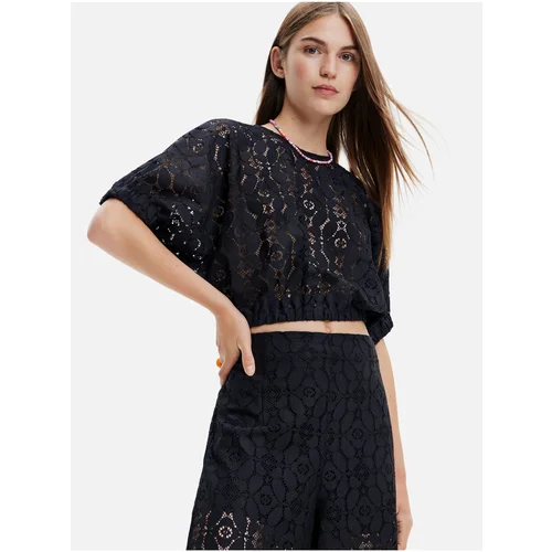 Desigual Black Womens Lace Top Lucca - Women