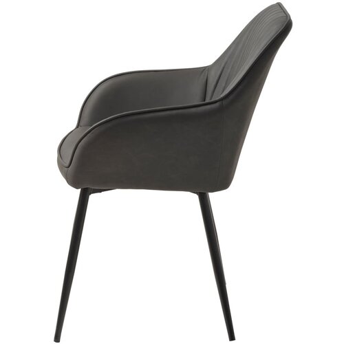 Unique Furniture Temno sivi jedilni stoli iz umetnega usnja z nasloni za roke v kompletu 2 ks Nolan Stripe &amp;ndash; Slike