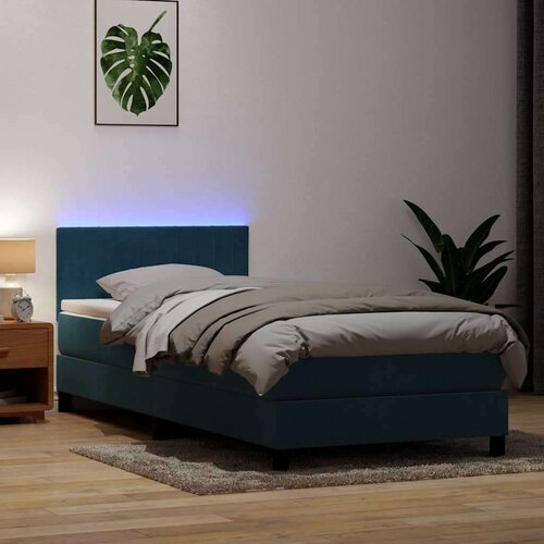 Box spring postelja z vzmetnico temno modra 90x220 cm žamet, (21791859) Slike