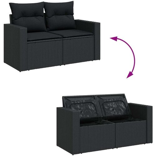 VidaXL 11-dijelni set vrtnih sofa od poliratana s jastucima crni Slike