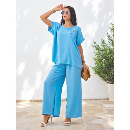 Resti Women's set with short sleeves, decorative flower, and wide pants Cijene