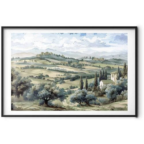  Plakat - Landscape with Sunny Green Fields 42x29.7 Crni okvir s margom Slike