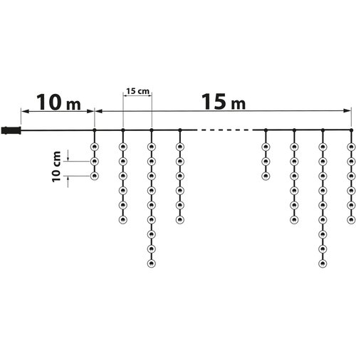 Phenom LED veriga - zavesa 15m toplo bela 600 LED 100-240V Slike
