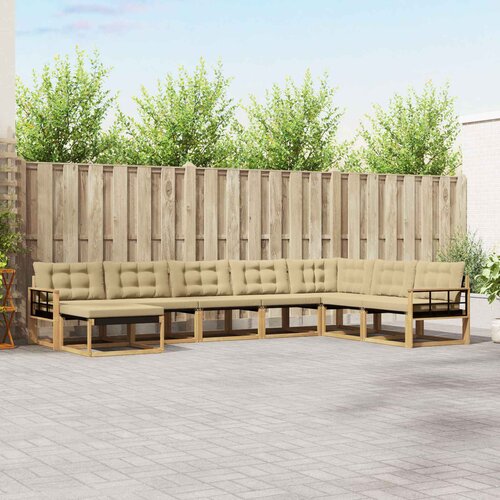  Set vanjskih sofa 8 kom. Bijela i bež Čvrsto drvo akacije 406 x 247,5 x 73 cm Cene