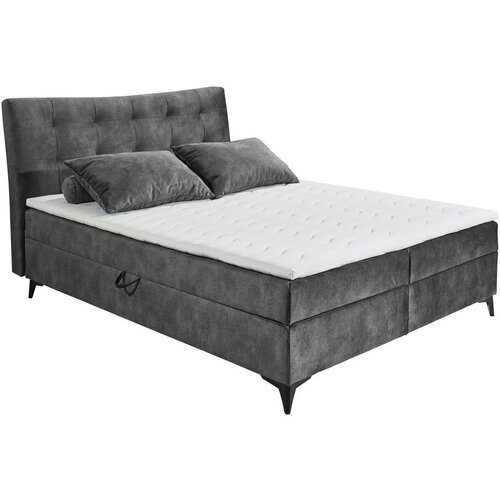 MID.YOU POSTELJA Z VZMETNICO 180 cm x 200 cm , tekstil, leseni material antracit Slike