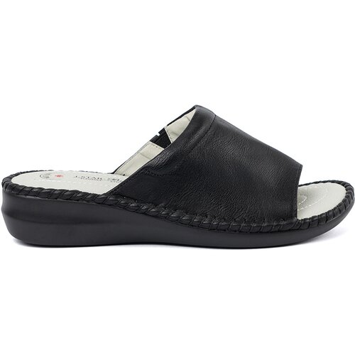 Shelvt Black women's flip-flops with leather insole Cene