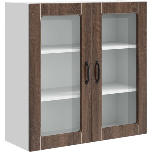  Zidni stakleni ormarić Smeđi hrast 80 x 31 x 80 cm Slike