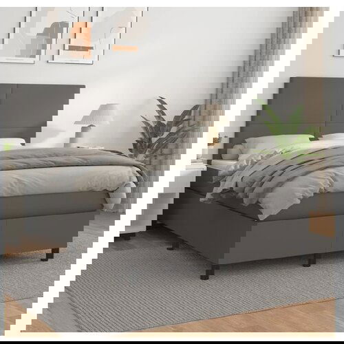 vidaXL Box spring postelja z vzmetnico siv 140x200 cm umetno Cene