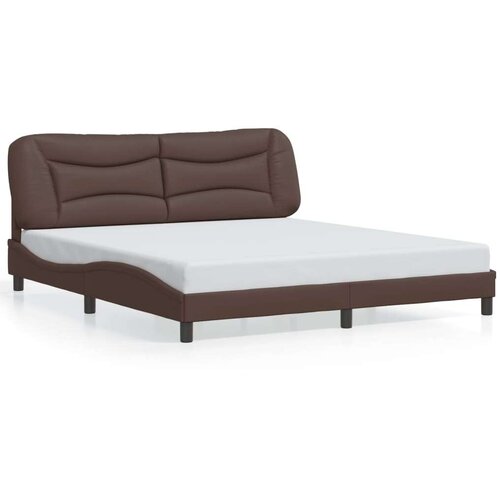  Posteljni okvir z LED lučkami rjav 180x200 cm umetno usnje Slike