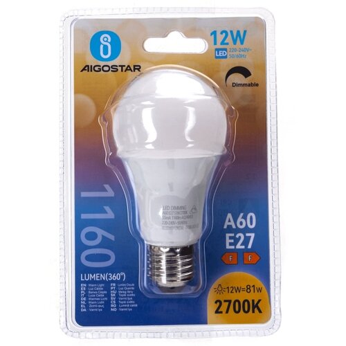  LED prigu&amp;scaron;iva sijalica A60 E27/12W/230V 2700K - Aigostar Slike