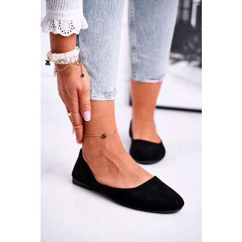 EVENTO Women&amp;#039;s Black Suede Ballet Flats Lasota Slike