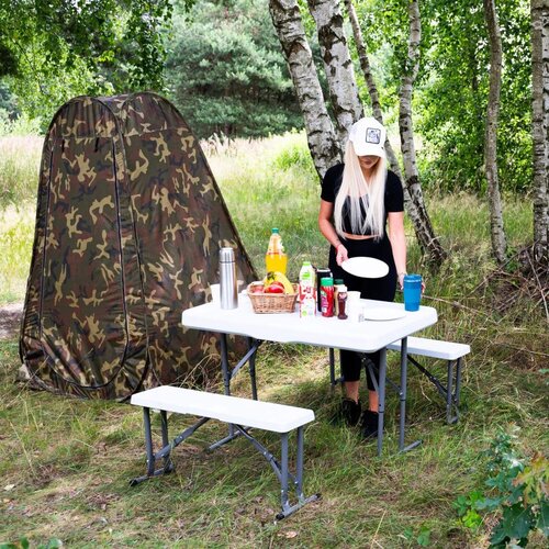  Set za catering stol + klupe 105 x 65 x 69 cm bijeli Slike