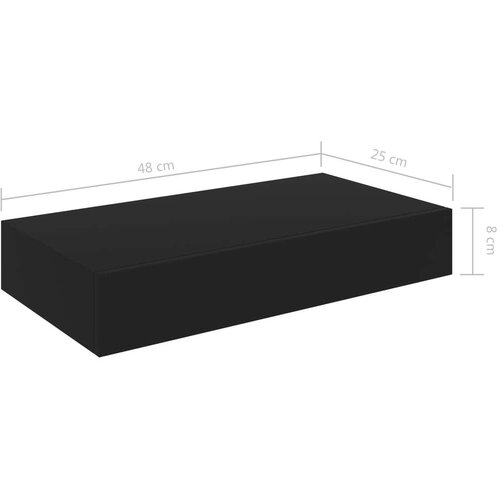 VidaXL Plutajuća zidna polica s ladicom crna 48 x 25 x 8 cm Slike
