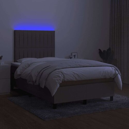  Box spring s madracem LED smeđesivi 120 x 200 cm tkanina Slike