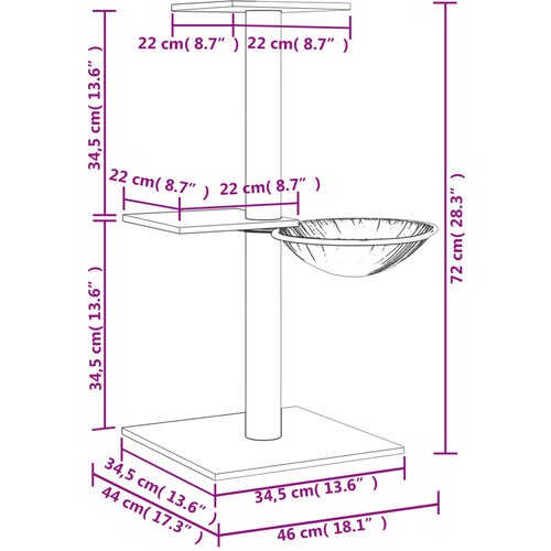  Penjalica za mačke sa stupovima za grebanje tamnosiva 72 cm Slike