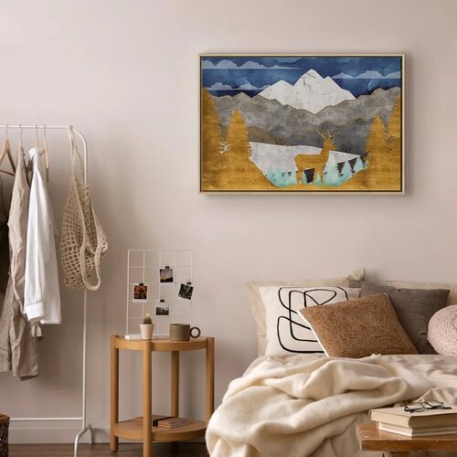  Slika - Golden Land (1 Part) Wide 120x80 U prirodnom drvenom okviru Slike
