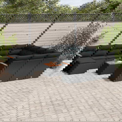 VidaXL 13-dijelni set vrtnih sofa s jastucima poliratan crni Slike