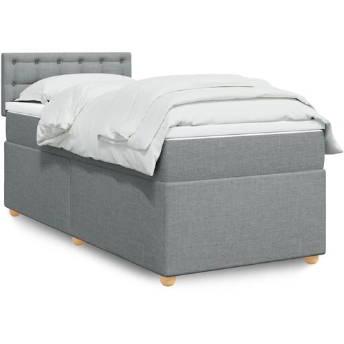 vidaXL Box spring postelja z vzmetnico svetlo siva 90x190 cm blago Cene