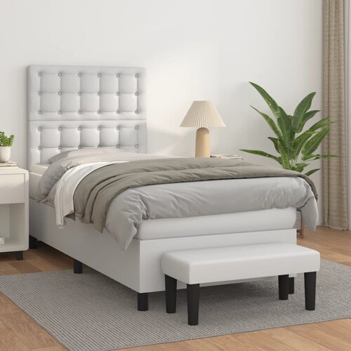 The Living Store Box spring postelja z vzmetnico bela 90x200 cm umetno usnje - Box Spring Postelja, (21503700) Cene