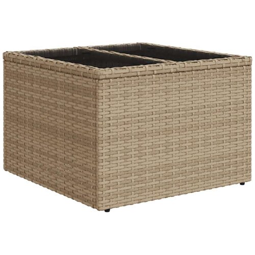 VidaXL vrtni stol sa staklenom pločom bež 55x55x37 cm od poliratana Slike