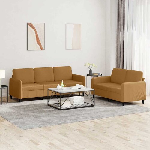  2-dijelni set sofa smeđi bar&amp;scaron;unasti Slike
