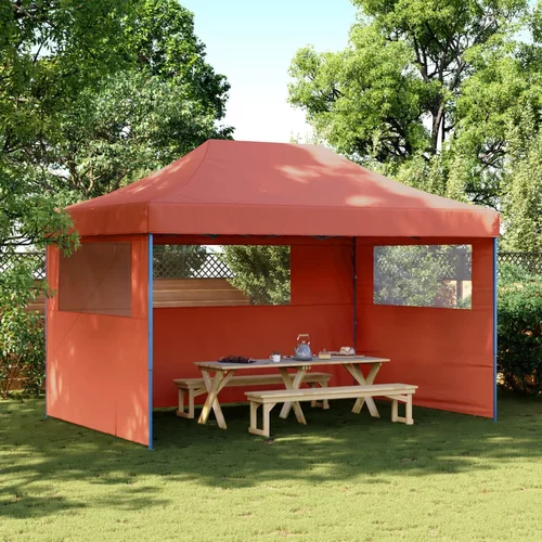 vidaXL Sklopivi prigodni šator za zabave s 3 bočna zida terakota