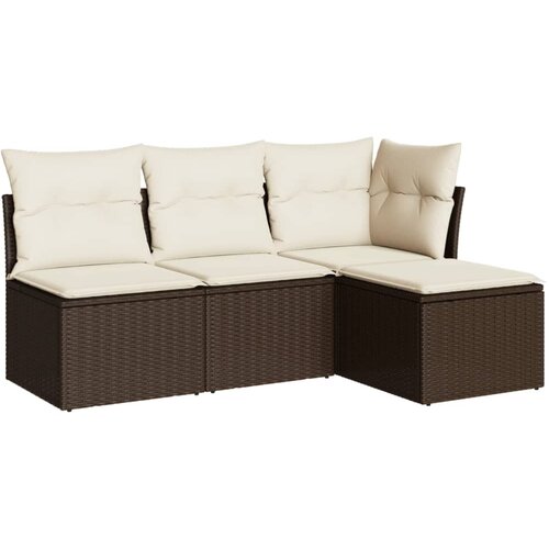  4-dijelni set vrtnih sofa od poliratana s jastucima smeđi Smeđa Slike