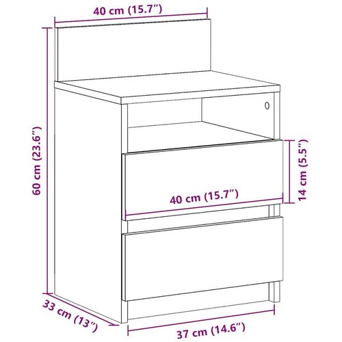 VidaXL Noćni ormarići 2 kom s 2 ladice staro drvo 40x33x60 cm Slike
