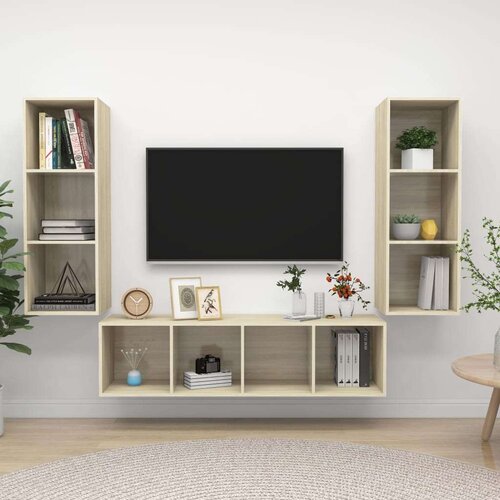 TV 3-dijelni set ormarića boja hrasta sonome od iverice Cijene