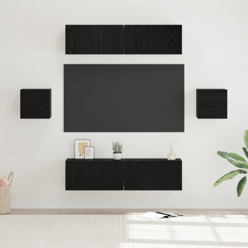 vidaXL Komplet TV omaric 6 pcs Črni hrast 60 x 30 x 30 cm Cene