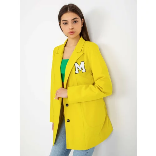 Fashion Hunters Lady's yellow jacket with patches