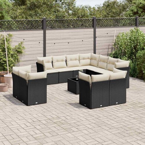  12-dijelni set vrtnih sofa od poliratana s jastucima crni Cijene