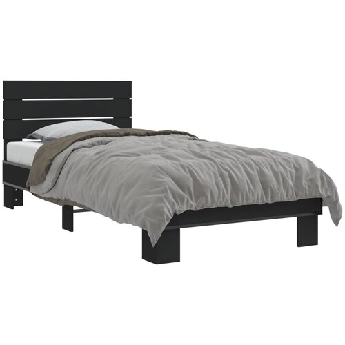 VidaXL Okvir kreveta crni 90 x 200 cm konstruirano drvo i metal Slike