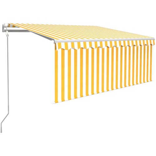 vidaXL Avtomatska tenda s senčilom LED + senzor 3x2,5 m rumena in bela Cene